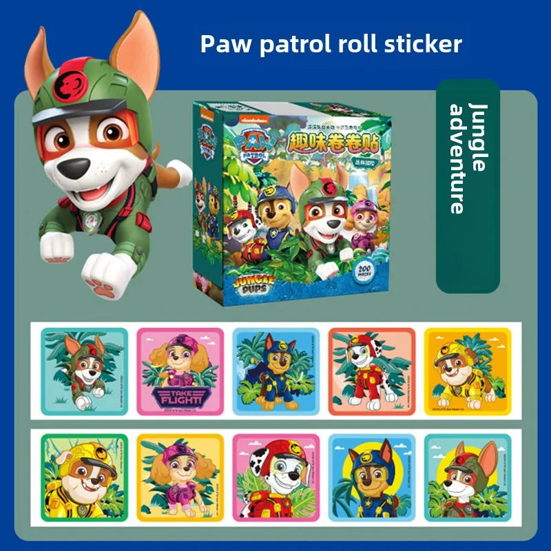 200PCS/Box Paw Patrol Cartoon Anime Stickers Kawaii DIY Stationery Cute Laser Sticker Portable Children's Reward Stickers Gift