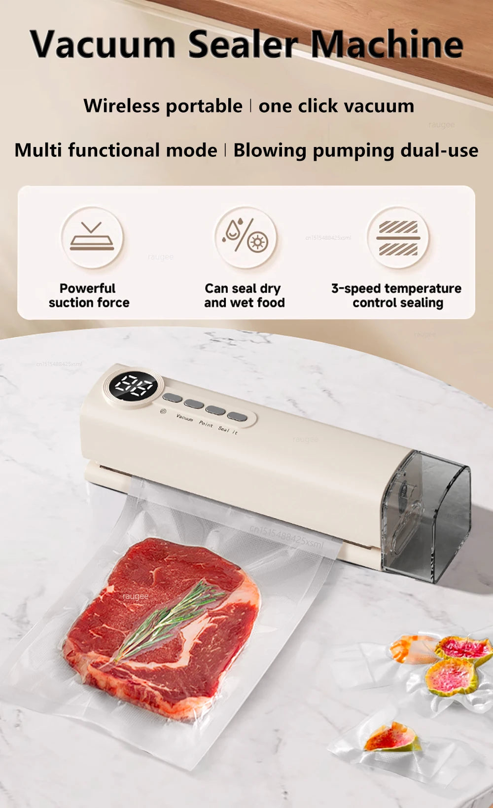 Vacuum Sealer Mini Wireless Food Vacuum Sealing Machine USB Rechargeable Automatic Plastic Bags Sealer For Household Use