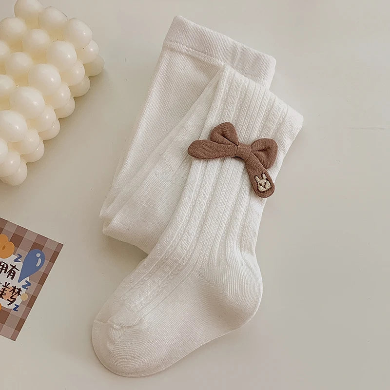 Baby Tights Leggings for Spring Autumn High waist Combed Cotton Bow Infant Girls Pantyhose