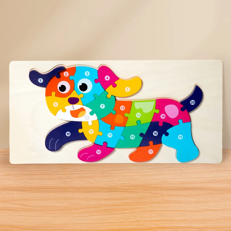 High Quality Large Animal 3D Wooden Puzzle Baby Cartoon Animal Jigsaw Early Learning Cognition Game Puzzle Toys for Children