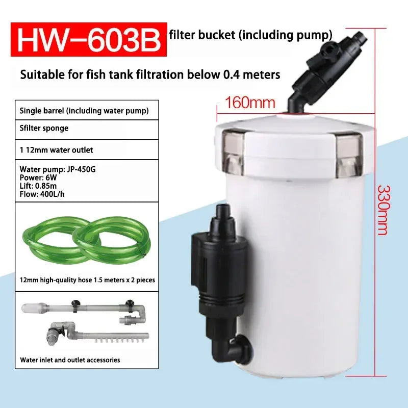 SUNSUN Outside Filter Barrel Silent Filter Barrel Aquarium Filter Pump Fish tank External Filter Fish Tank Accessories HW-602B