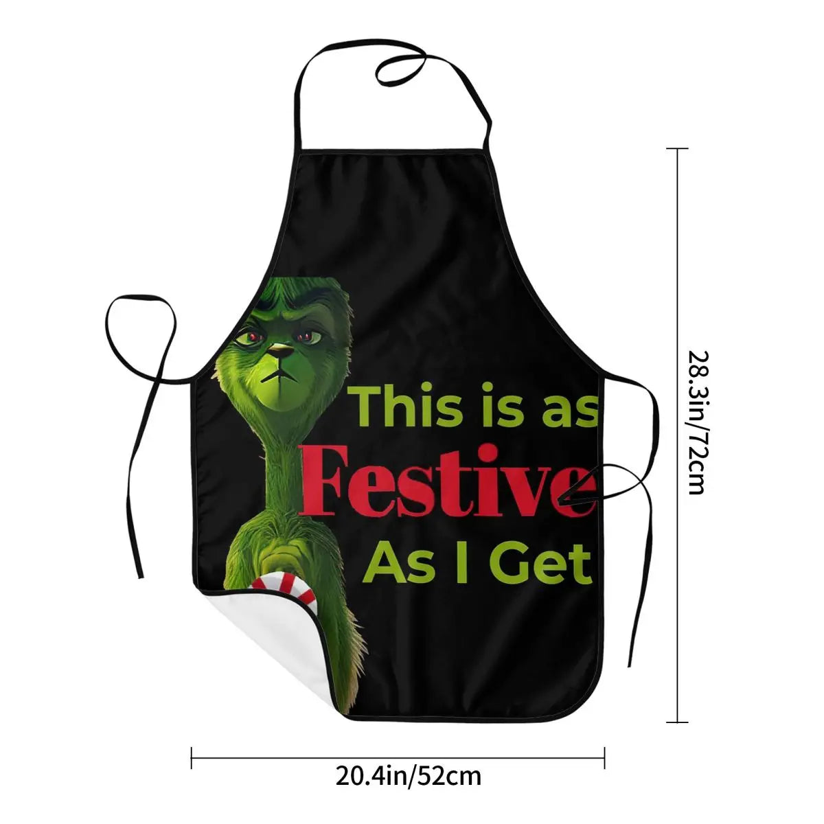 Christmas Grinch - This Is As Festive As I Get Apron Chef Cooking Cuisine Tablier Waterproof Bib Kitchen Cleaning Pinafore