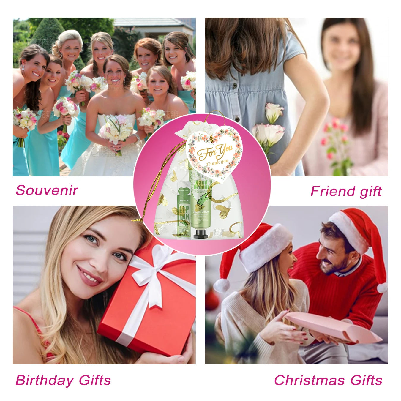 Gift set 30 sets/box hand cream and lip balm set for guests bridal wedding gift with love mesh bag and thank you card