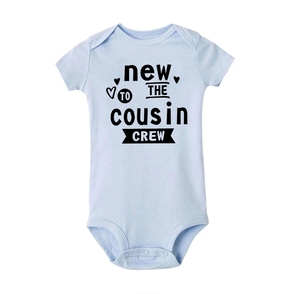 New To The Cousin Crew Print Newborn Bodysuit Baby Boy Girl Short Sleeve Romper Summer Baby Toddler Clothes Infant Shower Gifts