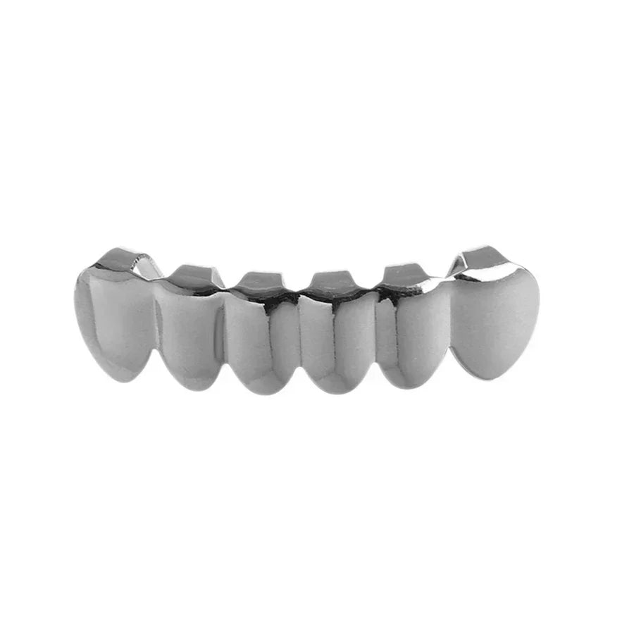 Classic Fashion 6/6 Teeth Grillz Hip Hop 14K Gold Plated Tooth Caps Decor Braces Dental Grills For Women Men Jewelry