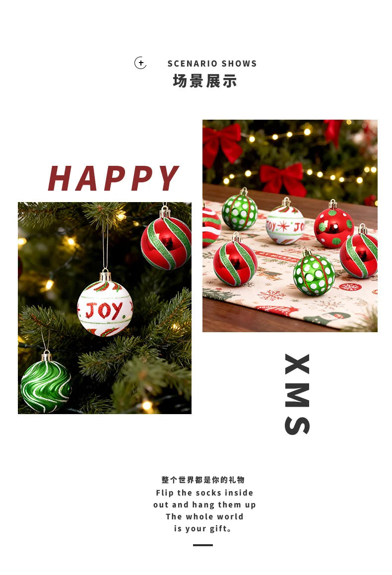 New Hot Christmas Decorations 16-Piece Grinch-Themed Painted Ornament Set Christmas Tree Decorations & Hanging Drop Ornaments