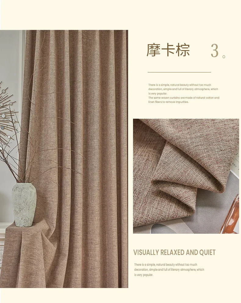 100% Blackout Japanese Modern Simple Curtains for Bedroom Living Dining Room Soundproof Textured Bamboo Window Decor Customized
