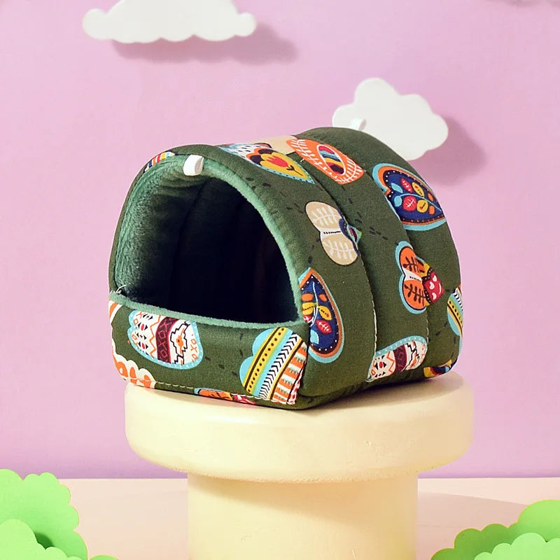 Cute Cartoon Rabbit Squirrel Mini Cage Guinea Pig Nest Small Animal Mice Rat Pet Sleeping Bed Hamster House Winter Warm Soft Mat