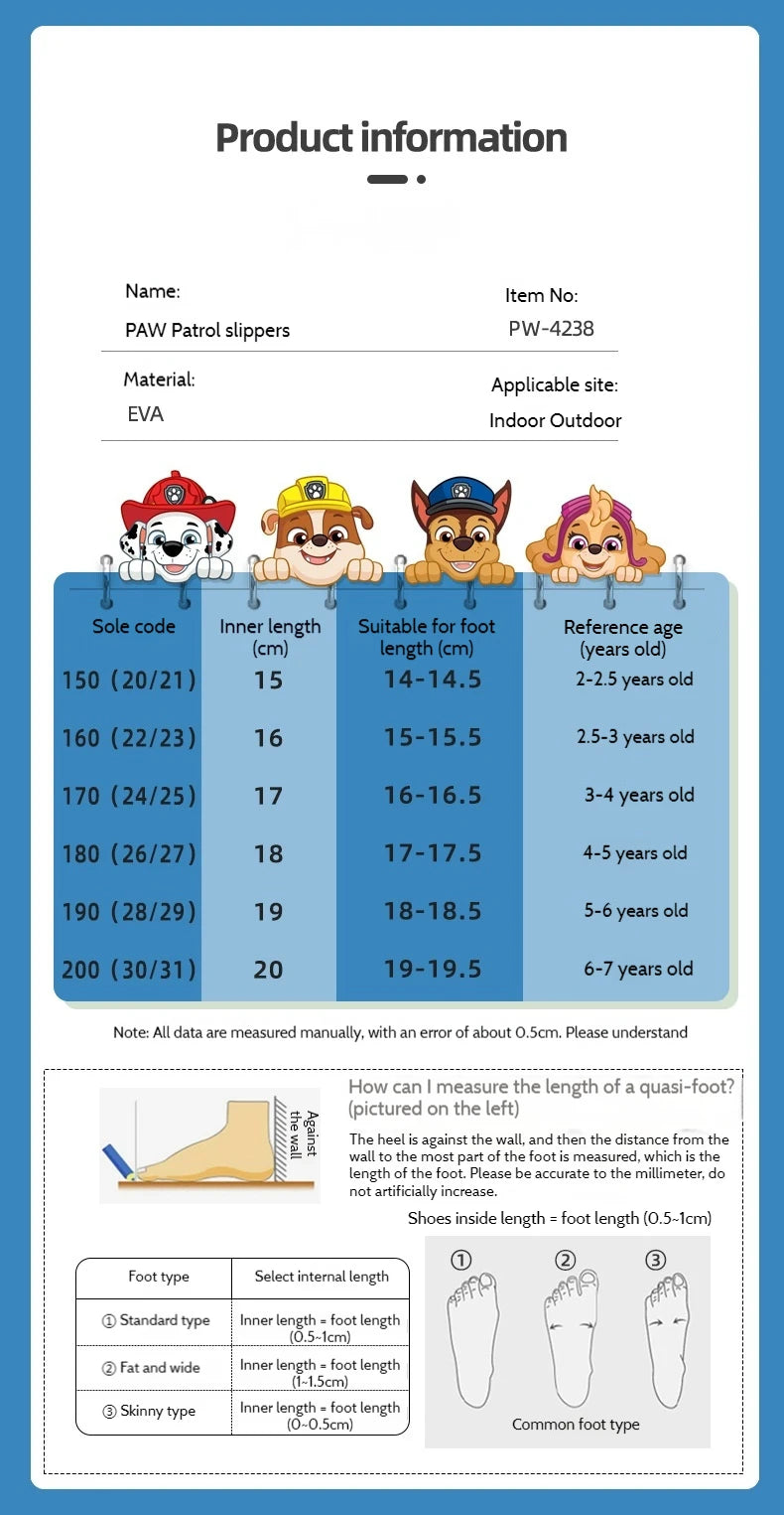 PAW Patrol Cartoon Anime Slippers Chase Cute Cool Anti slip and shock-absorbing EVA soft Slippers Beach Outdoor Boys Girls Gifts