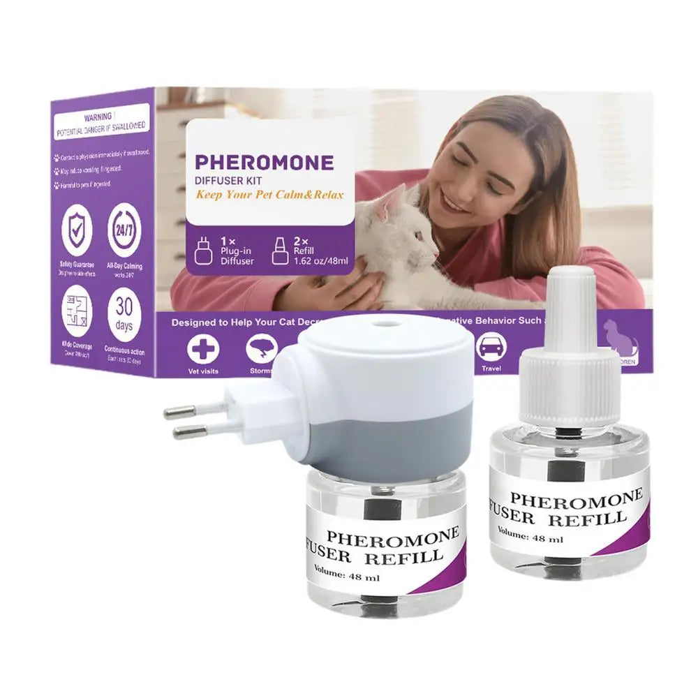 Pet Pheromone Diffuser To Calm Cats Long-Lasting Cat Pheromone Diffuser Quiet Comfort Supplies Stress Plug For Travel Kitten