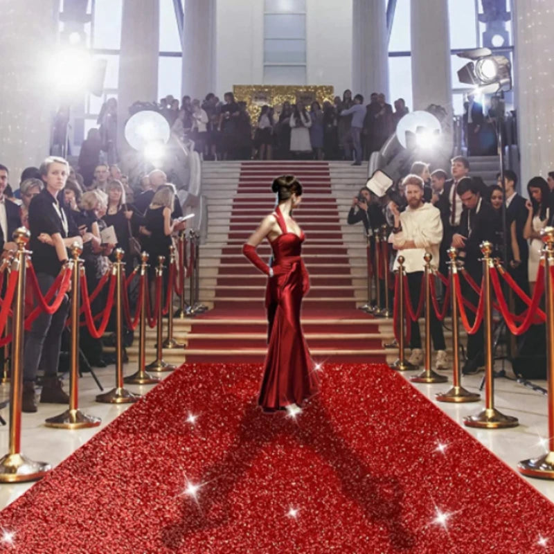Sparkling Red Long Striped Carpet, Wedding Christmas Thanksgiving Outdoor Runway Long Carpet, Romantic Wedding Hallway Carpet