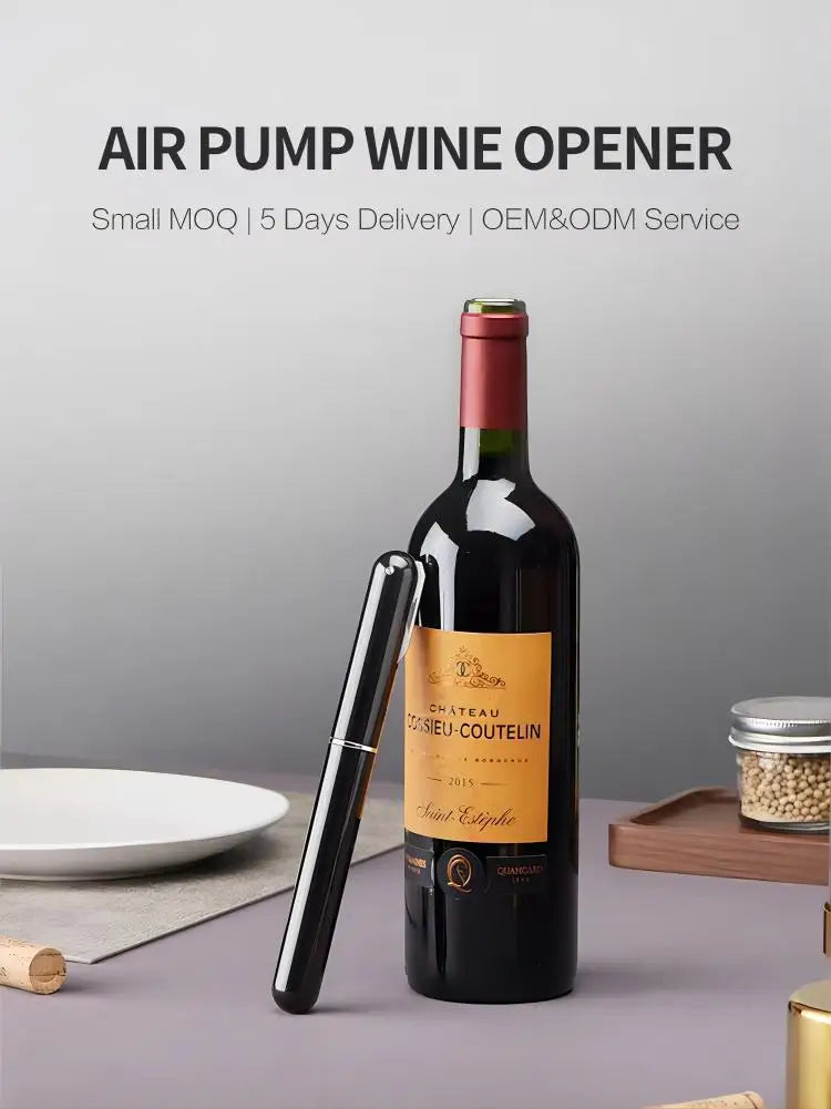 Portable Handheld 2-in-1 Air Pressure Wine Opener with Air Pump And Cork Remover Foil Cutter Compact Desktop Cicerone for Party
