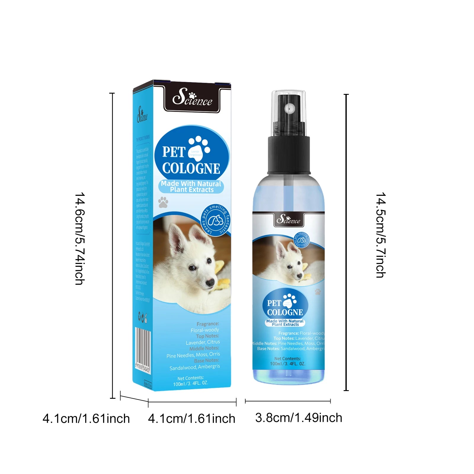 100 Ml Pet Deodorizing Perfume Spray, Cats & Dogs Eliminating Odors Natural Long-Lasting Fragrance ( Lemon, Orange And Lavender)
