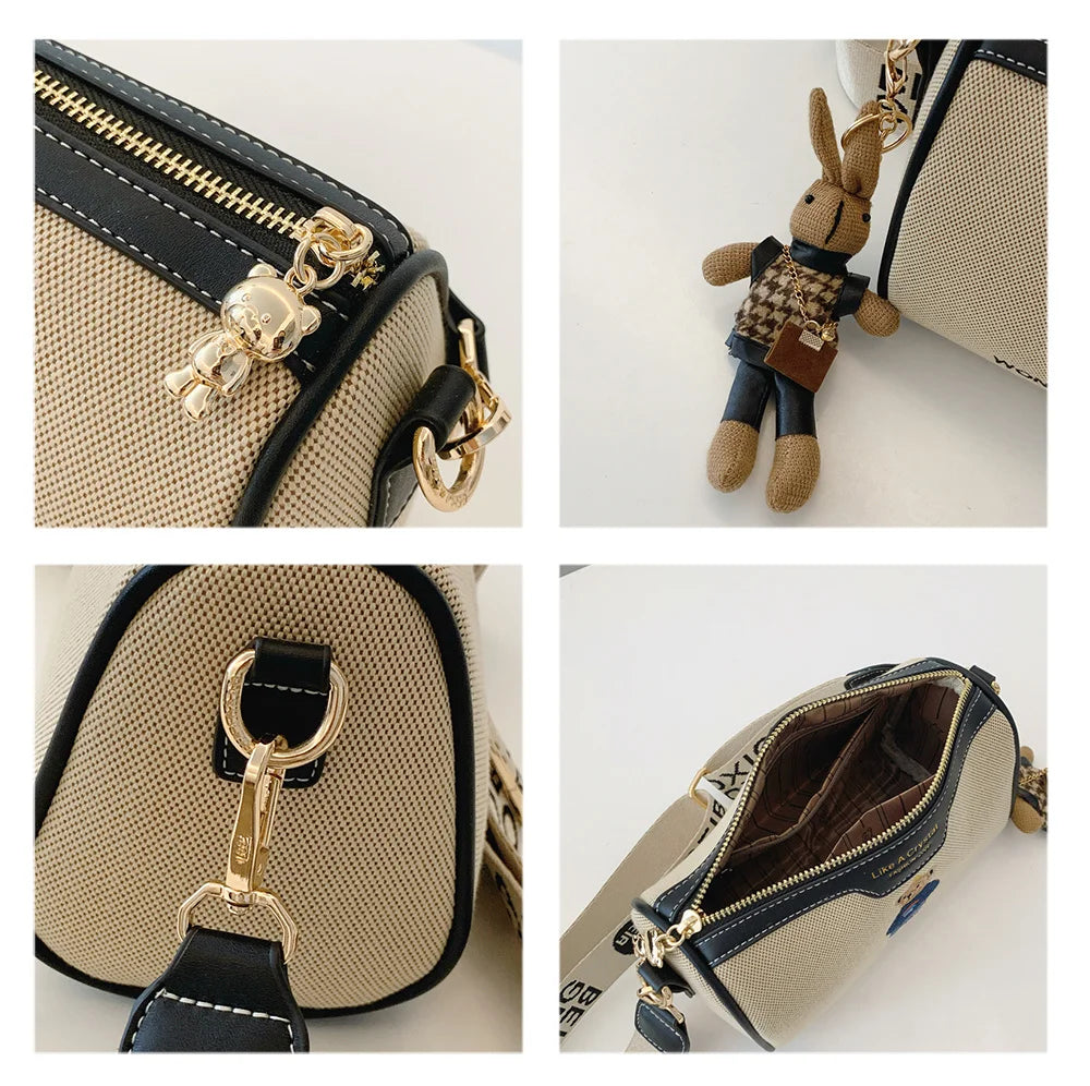 Designer style bag 2025 new model versatile embroidery new cartoon style fashionable little bear crossbody bag casual pillow bag