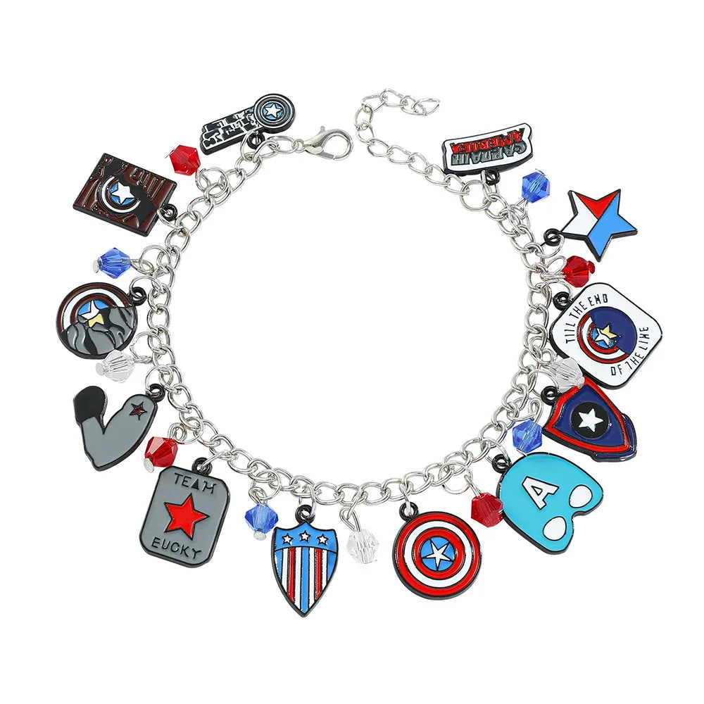 Marvel Superhero Series Personalized Fashion DIY Metal Enamel Bracelet Creative Men's and Women Jewelry Gifts Suitable for Fans