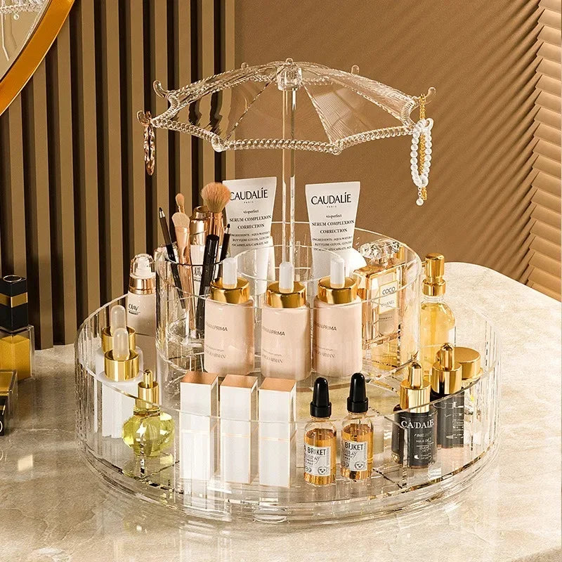 New Rotatable Cosmetic Organizer Storage Box Acrylic Transparent Skin Care and Make Up Desktop Organizers Cosmetic Storage