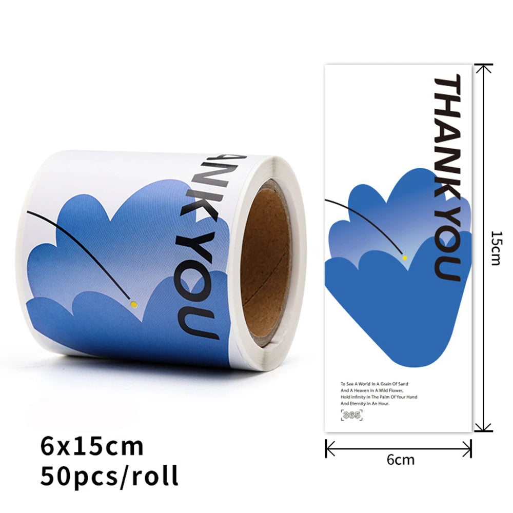 50pcs Flower Thank You Stickers Seal Labels For Gift Or Commodity Decor Stickers Small Business Packaging Sealing Stickers