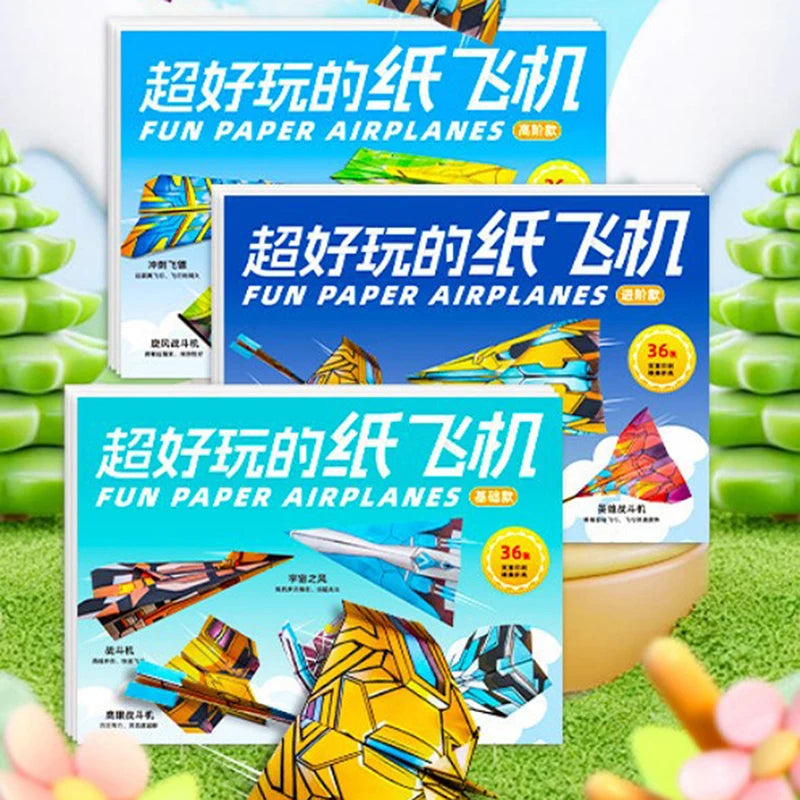 1set Paper Airplane Origami Belt Tutorial For Children Fun Handmade Three-dimensional Airplane For Baby Educational Toys