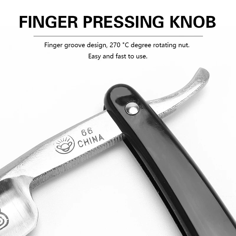 Rasoir droit manuel classique pliant en acier inoxydable