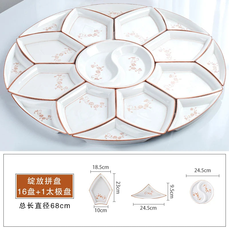 Vintage Ceramic Plate Set Microwaveable Dining Bowls Home Dinnerware Plates Set Dishes Full Tableware Pratos De Jantar Dishes