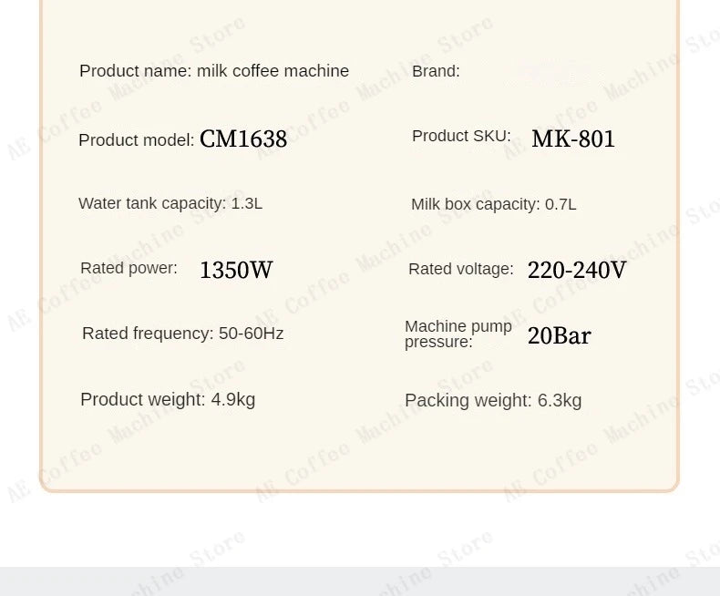 Automatic Coffee and Milk Frother All-in-one Machine 20bar Household Small Espresso Coffee Machine Multi-function Coffee Maker