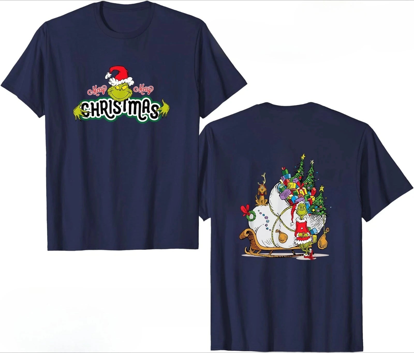 2025 Grinch Hugs Christmas Sleigh TShirt - Multicolors Size S-4XL High-end Luxury Is for Both Men and Women Top Y2k Summer