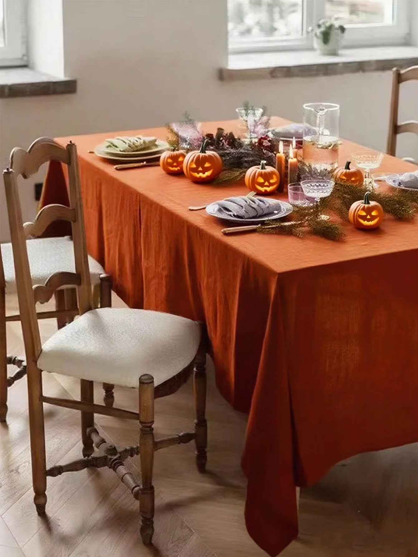 Halloween orange tablecloth dining table square picnic cloth coffee table round table long dining table daily home decoration