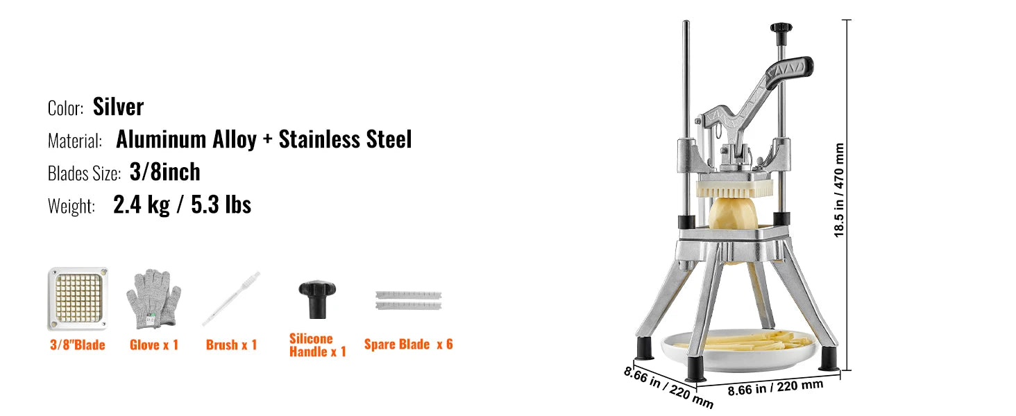 SucceBuy Commercial Vegetable Fruit Heavy Duty Professional Food Dicer Kattex French Fry Cutter Onion Slicer Stainless Steel