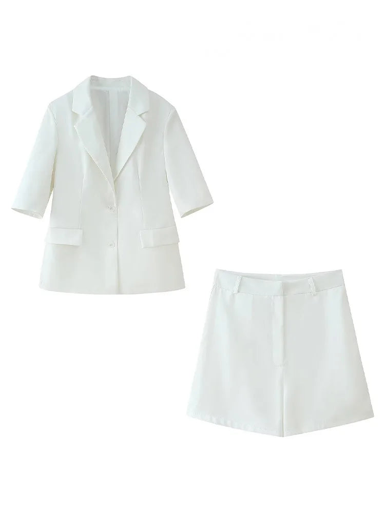 Ensemble 2 pièces revers simple boutonnage a manches courtes