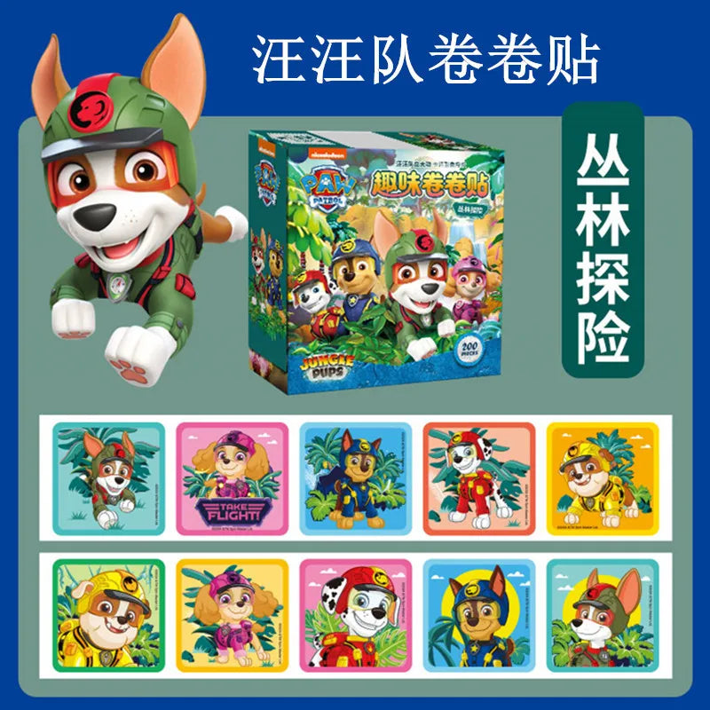 200PCS/Box Paw Patrol Cartoon Anime Stickers Kawaii DIY Stationery Cute Laser Sticker Portable Children's Reward Stickers Gift