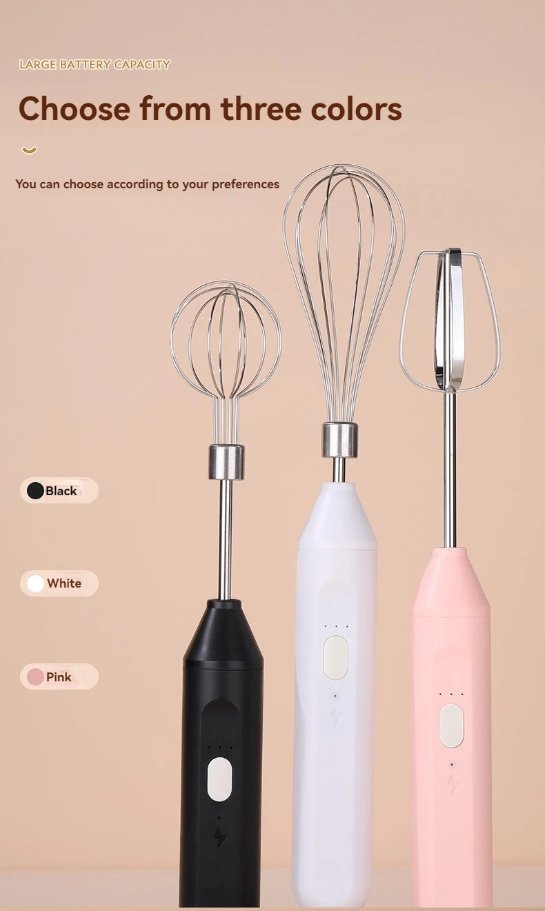Cordless Multi-Use Whisk System | Compact Handheld Mixer with Milk Frother & Auto-Stirring for Baking, Coffee, and Cream