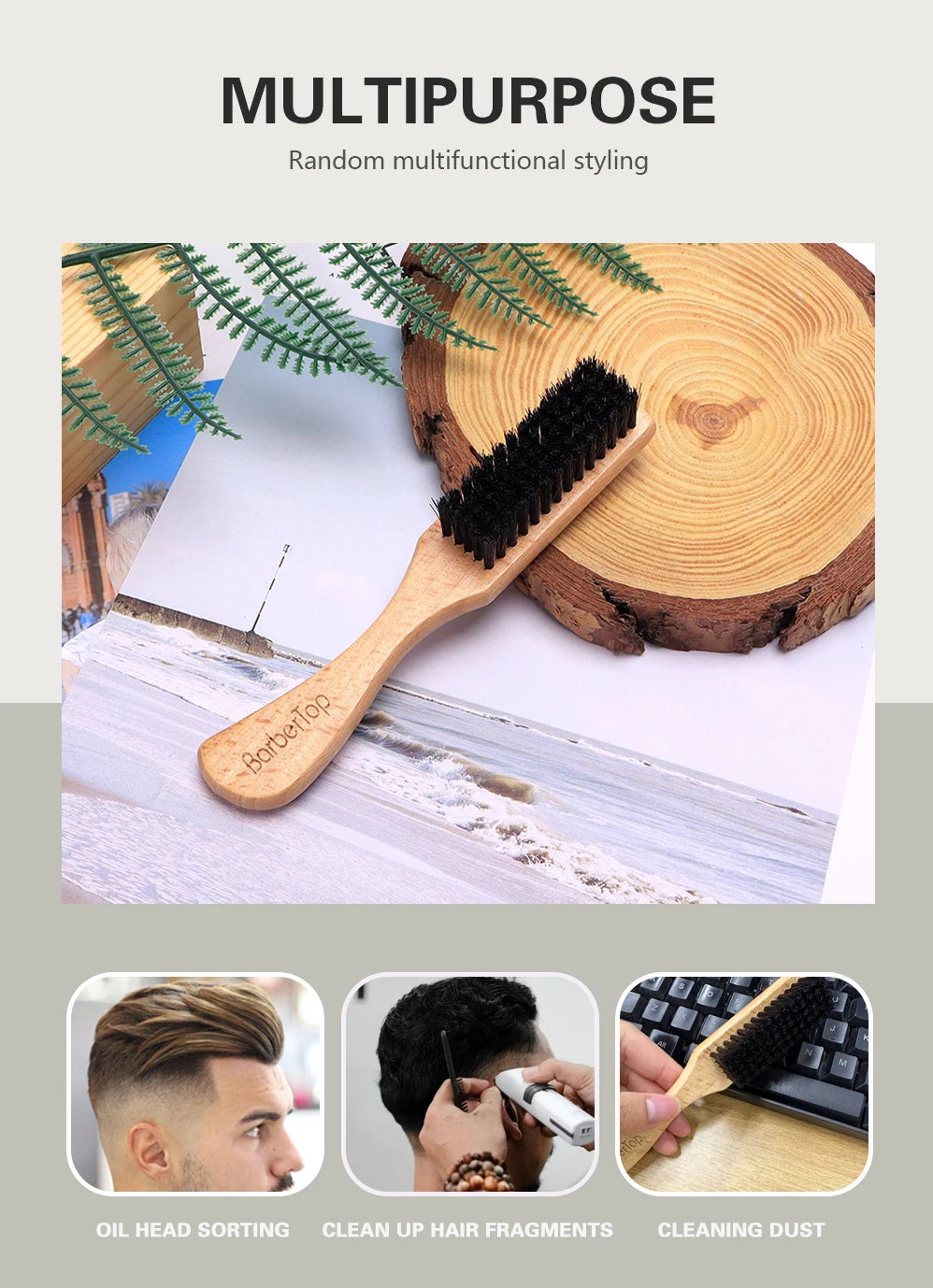 Brosse en bois Cou doux Visage Brosse à cheveux