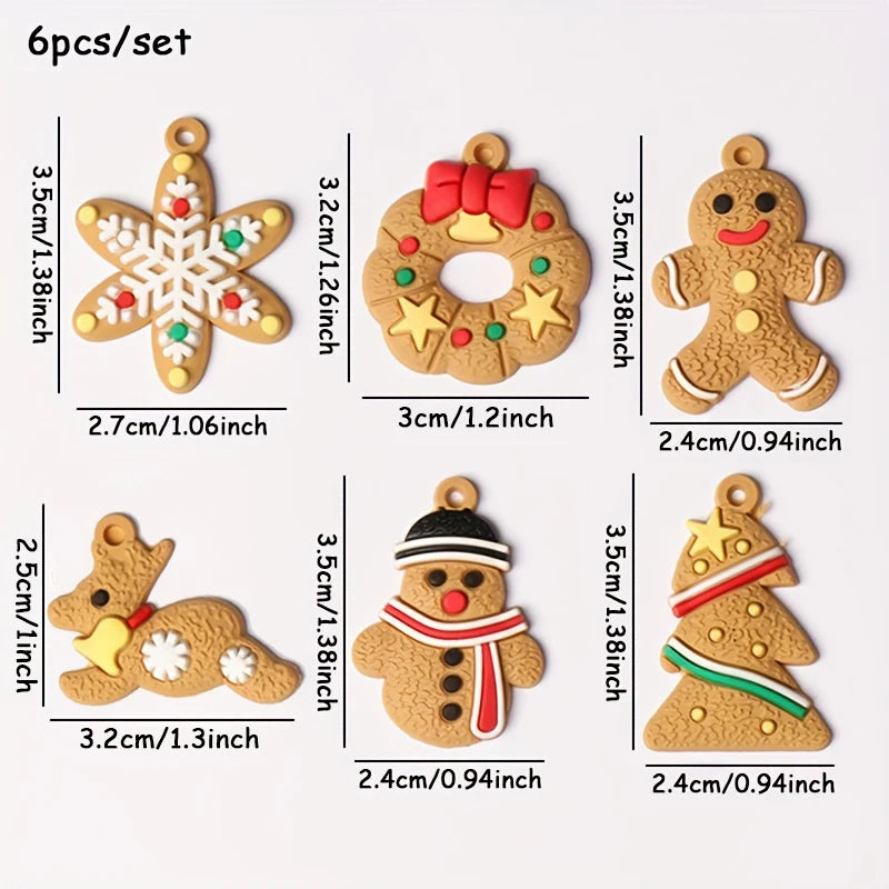 6pcs Christmas Tree Gingerbread Man Hanging Pendant Ornaments Set Christmas Decorations for Home Xmas New Year Gift  Supplies
