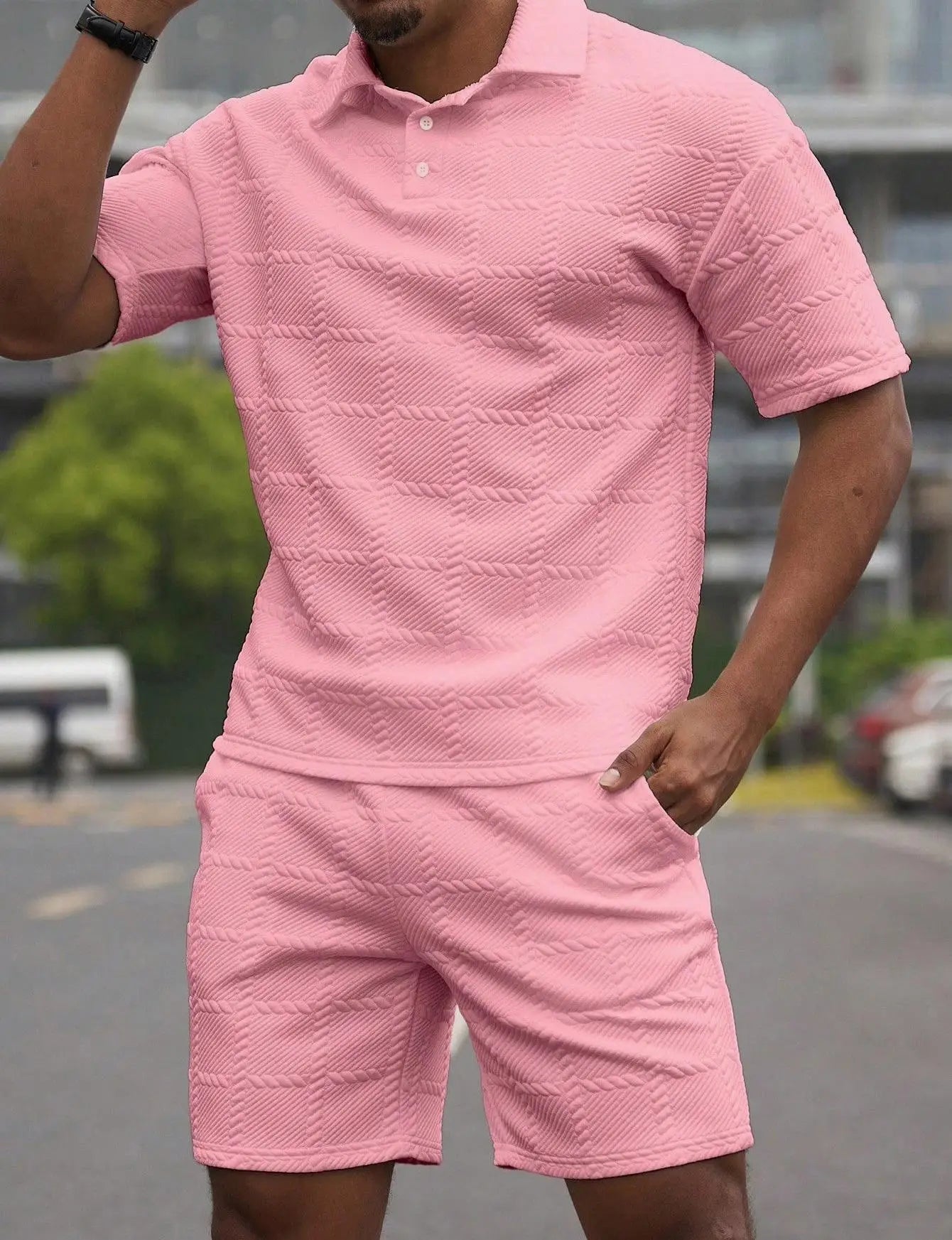 2025 Summer new fashion trend solid color comfortable fashion lightweight casual men's  short-sleeved  suit suit for men