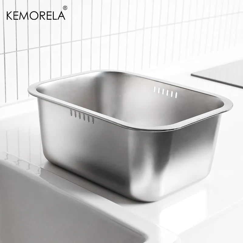 Portable Washing-up Bowl 10L Large Stainless Steel Dishpan, Multipurpose Kitchen Sink Bowl Dish Tub Vegetable Washing Basin