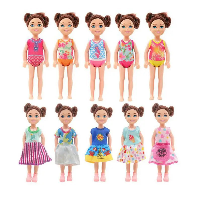 10 Pieces 5.5 Inch Doll Clothes Set Kids Toys 5 Fashion Dresses Swimsuit Bikini Accessories For Baby Girls DIY Game Present