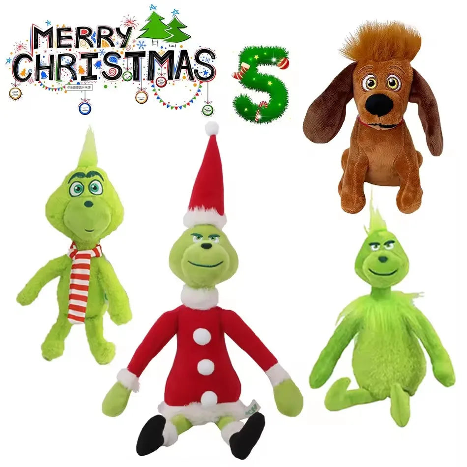 Grinch Christmas Plush Toy - Soft Stuffed Doll for Kids Kawaii Room Decor Gift for Boys Girls Holiday Party Favors
