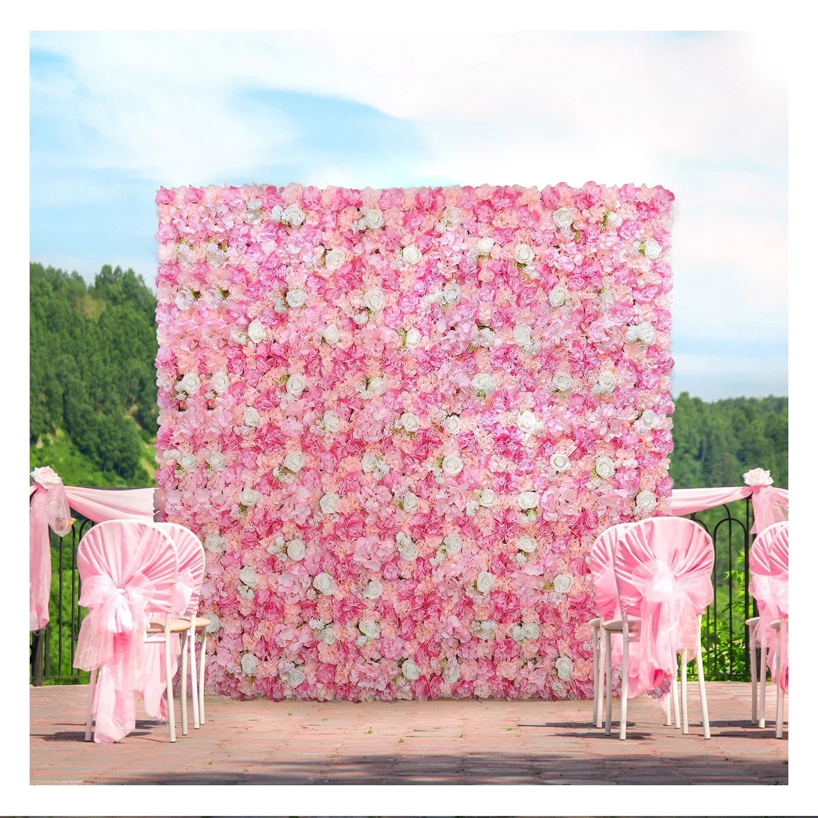 12PCS Artificial Flowers Roses Wall Panel 3D Flower Backdrop Faux Roses for Wall Party Wedding Bridal Shower Outdoor Decoration