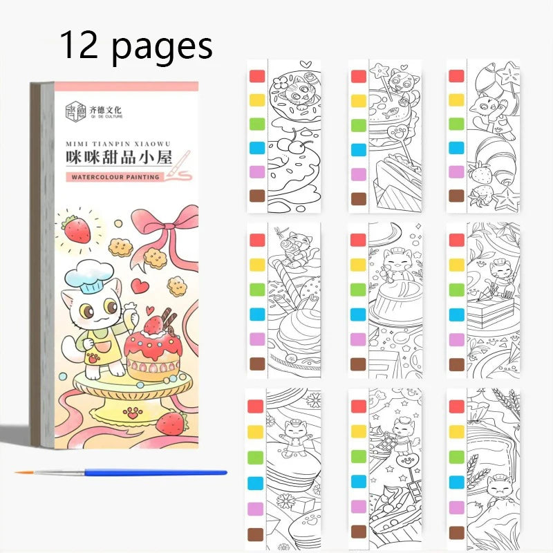12 pages Children's Watercolor Coloring Book,Drawing Toys For Children Birthday, Thanksgiving, Halloween, Easter, Christmas gift
