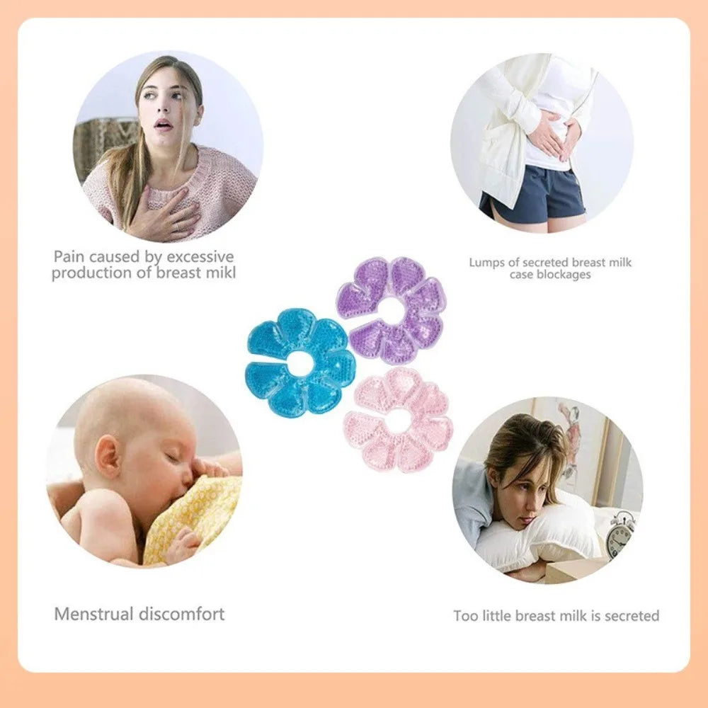 2pcs Petal Design Breast Therapy Pads Ice Compress Reusable Breastfeeding Gel Pads Ice Pack Pain Relief Patch