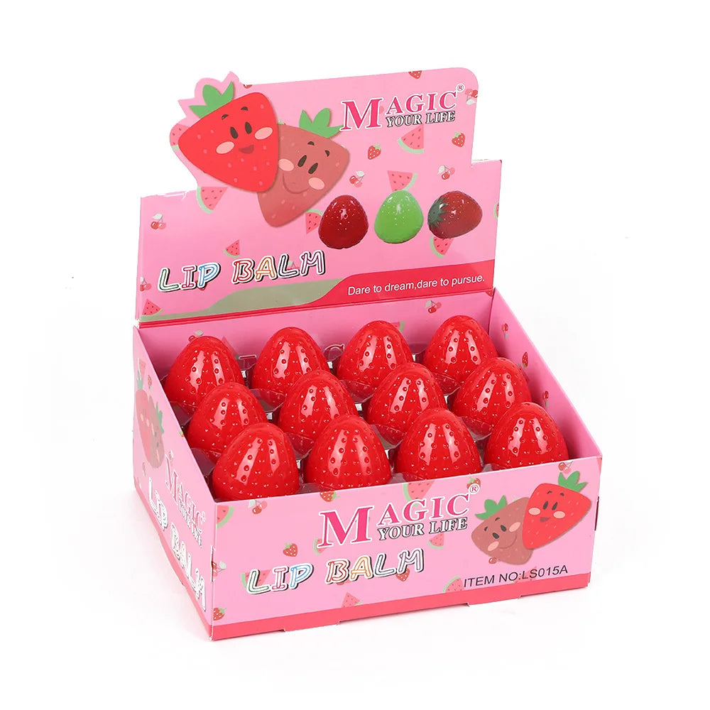 24Pcs Strawberry Peach Tomato Fruit Lip Balm Natural Formula Hydrating Repair Clear Lip Balm Moisturizing For Girls Lips Care