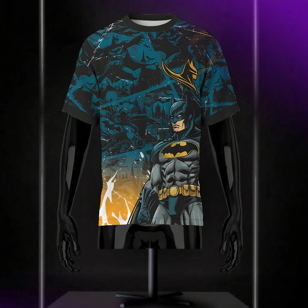 Marvel Batman Printed Men's T-shirt Running Loose T-shirt Gym Fitness Jogging Short Sleeve Men's Casual Shirt Top DIY Jersey