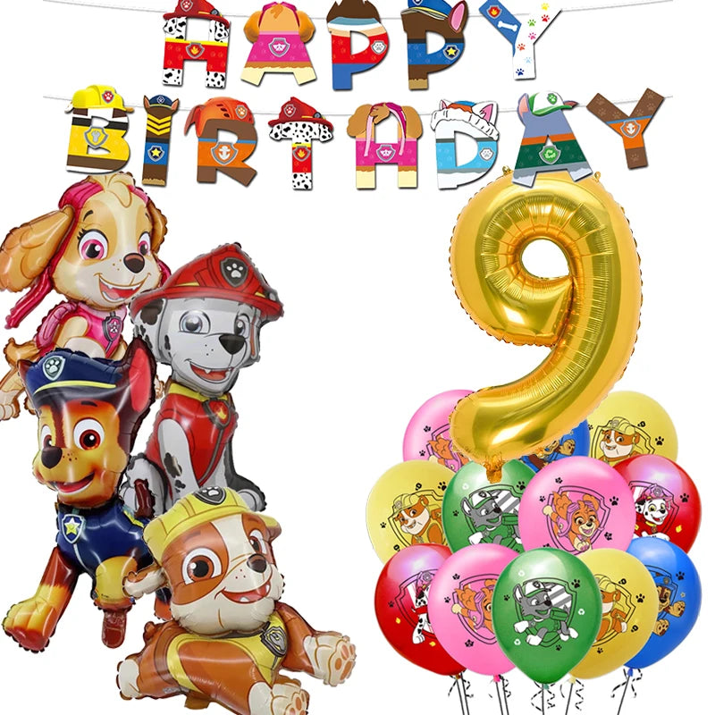 Paw Patrol Birthday Decoration Tableware Tablecloth Children Gift Candy Box Backdrop Dog Balloon Party Favors For Kids Birthday