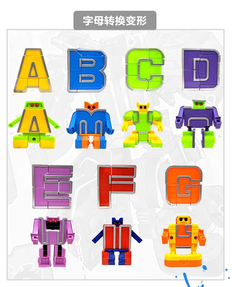 Alphabet Robot Transformation Toys, 26 Letters A-Z Deformation Robot for Kids Education