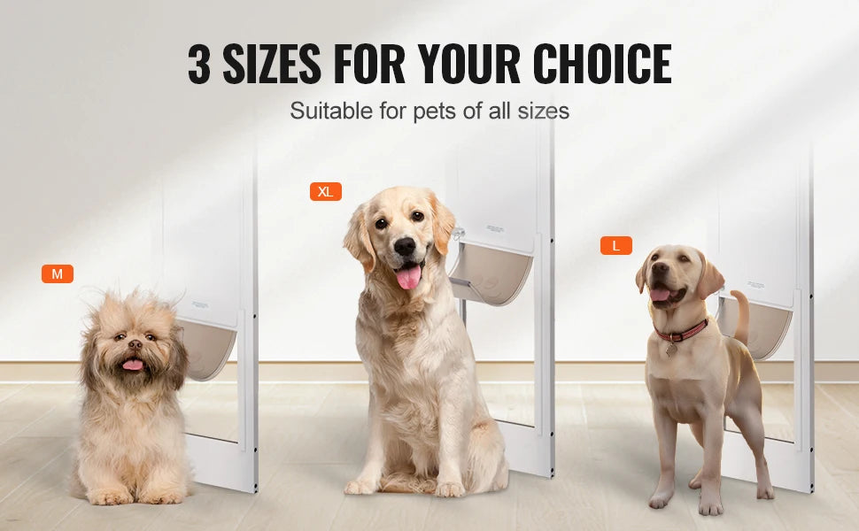 SucceBuy Dog Door Sliding Glass Door Adjustable Height Doggy Door Sliding Doors Aluminum Frame Tempered Glass Pet Door