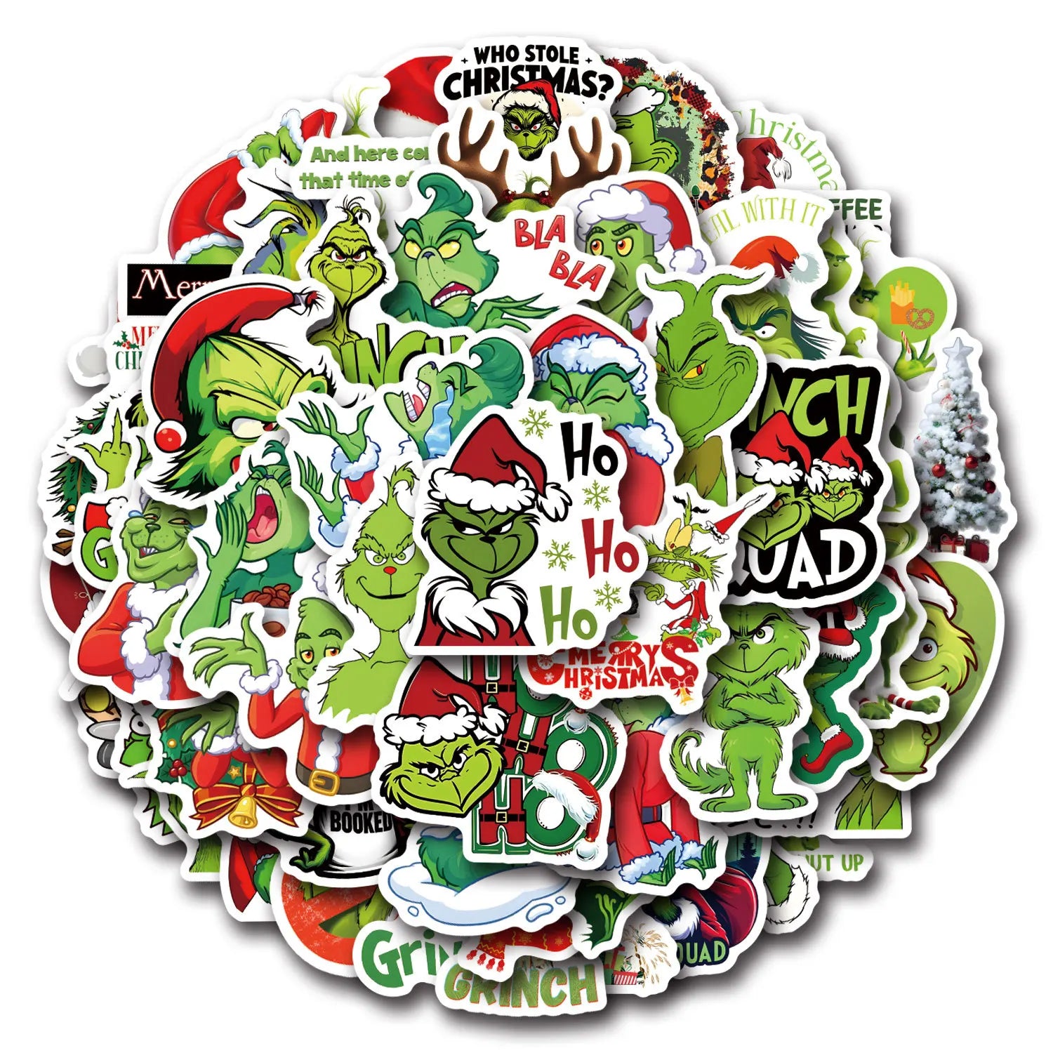 55PCS The Grinch Movie Characters Cartoon Stickers Funny Christmas Element Graffiti Decoration DIY Notebook Suitcase Guitar Toys