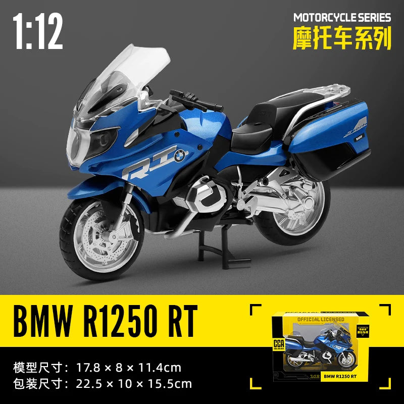 MSZ CCA 1:12 BMW R1250RT with base alloy die-cast car motorcycle model, toy gift giving, die-cast static motorcycle model