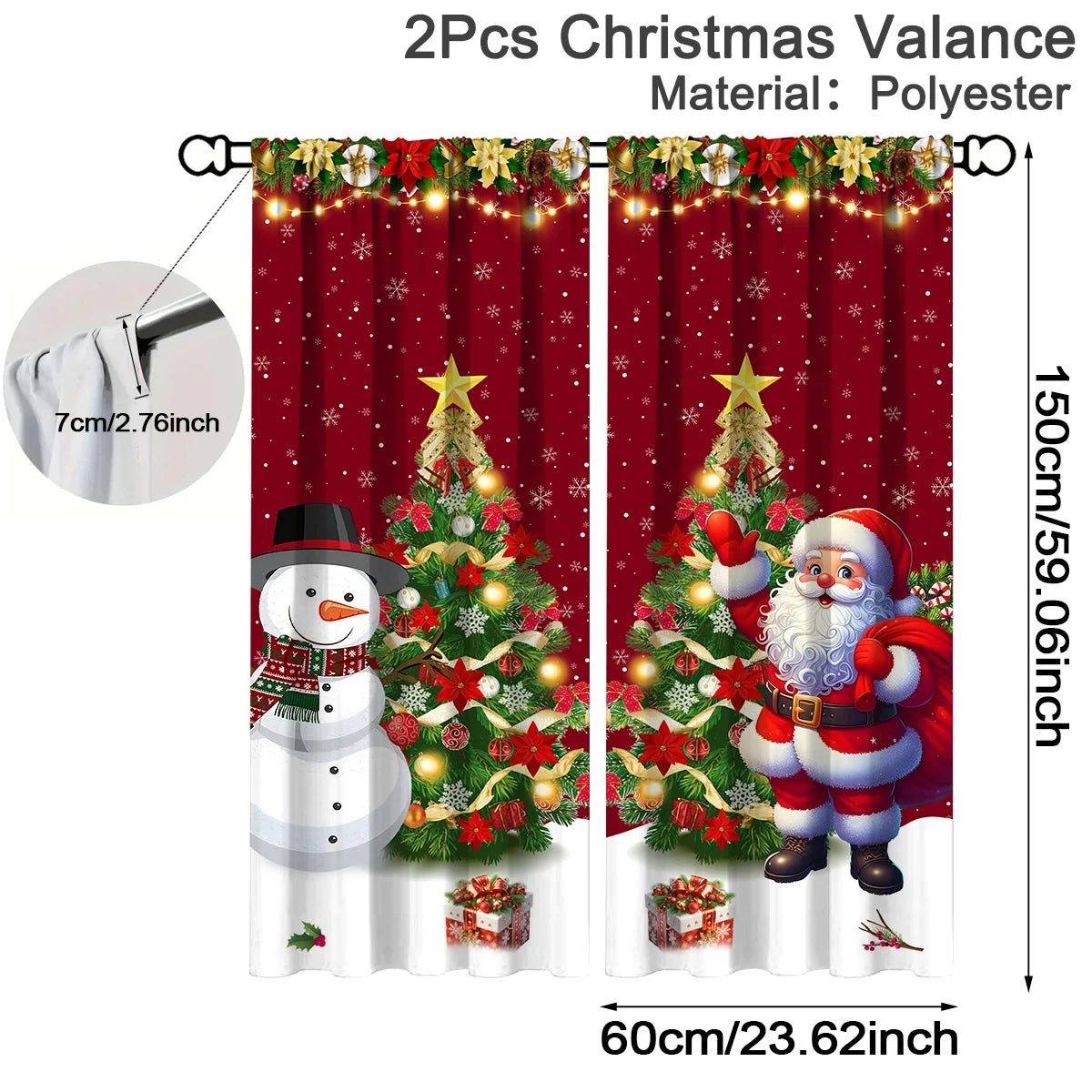 2pcs Christmas Curtain Merry Christmas Decoration for Home 2025 Xmas Curtain Window Ornaments Navidad Natal New Year Gift 2026