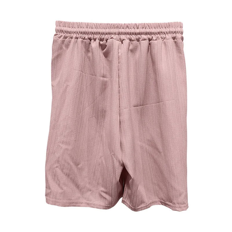 Summer European and American Style Men's Clothing Short Sleeve Cardigan Suit Men's Casual Loose Short Sleeves Shorts Beach Suit