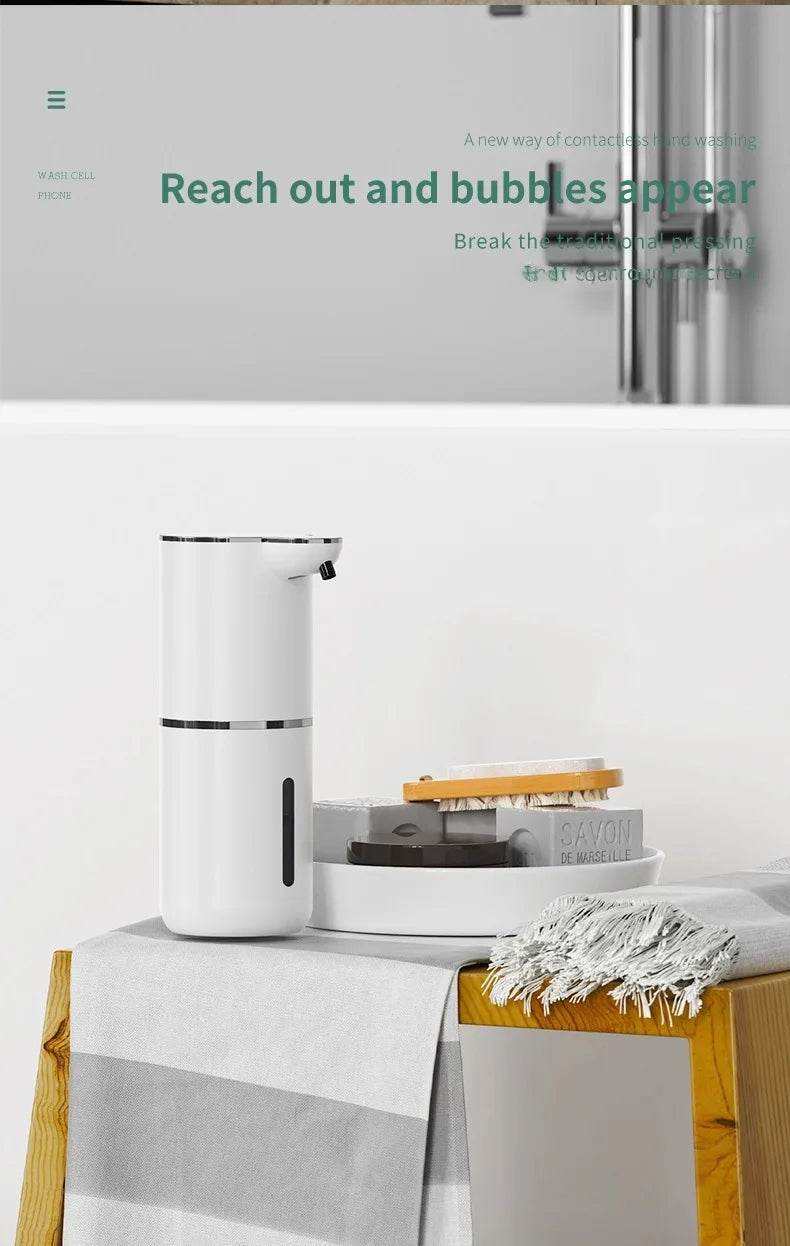 380ML Desktop Wall-Mounted Light Display 4-Levels Adjustable Electric Infrared Automatic Sensor Kitchen Bathroom Soap Dispenser